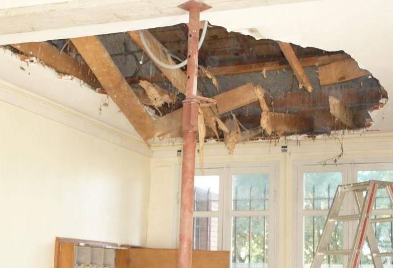 Dégâts sur charpente causés par des insectes