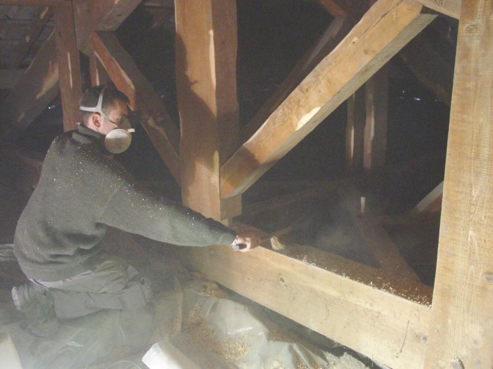 La phase de brossage et de dépoussiérage des bois